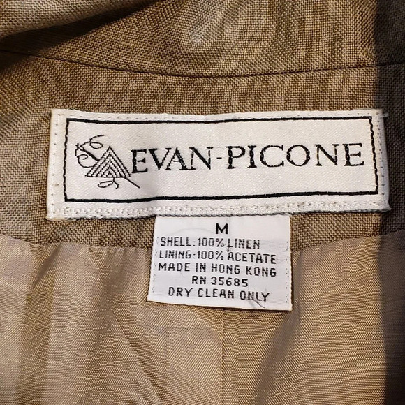 Evan Picone Linen Jacket / Olive Green / Medium - Picture 5 of 7